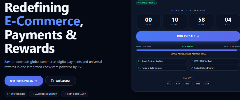 Zaviron Crypto Presale official dashboard Zaviron Crypto Presale official dashboard