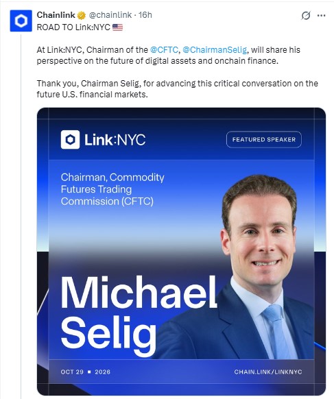 per Chainlink Selig announcement per Chainlink Selig announcement