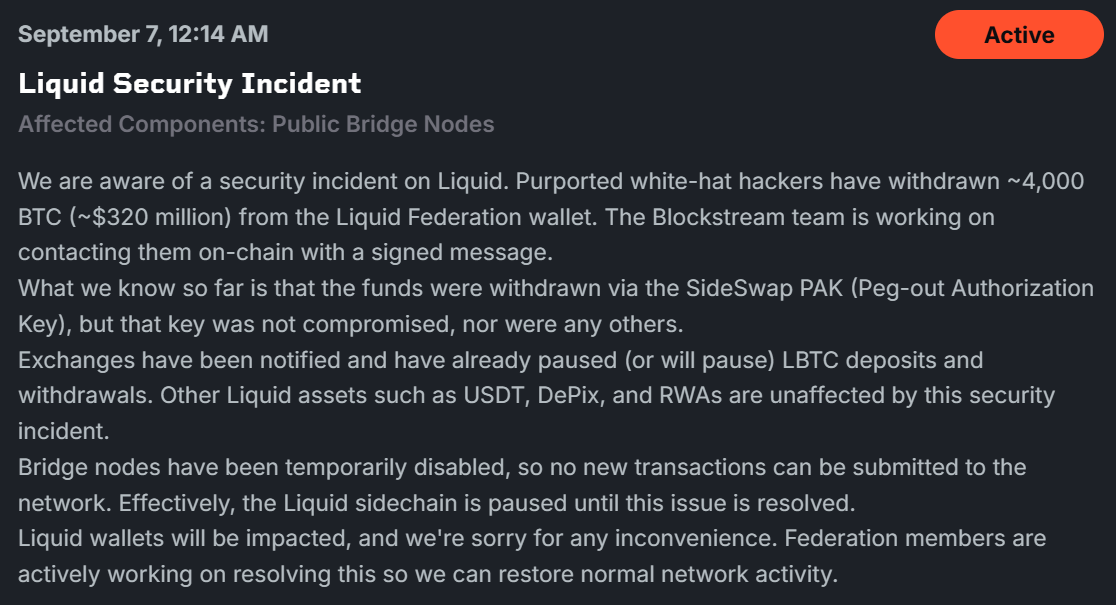 Liquid security incident 