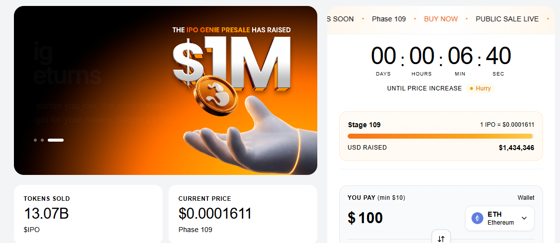 Ipo genie live presale progress snapshot