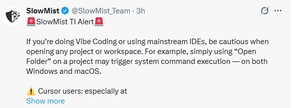 Slowmist ide security alert Slowmist ide security alert