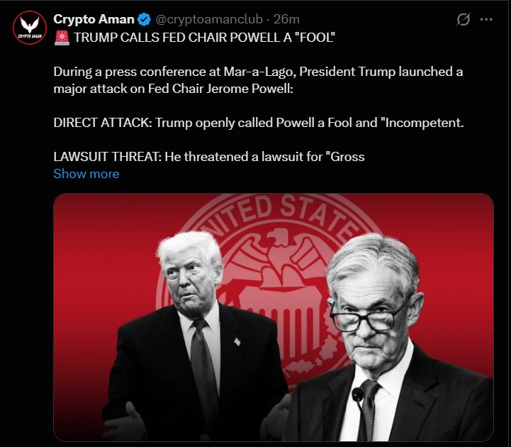 Trump calls Fed Chair Jerome Powell a “fool” 