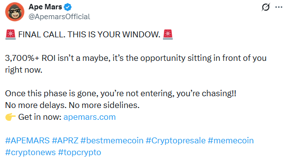 APEMARS Presale stage 13 ends in few hours