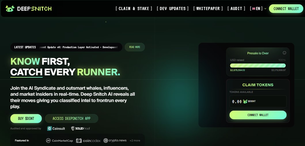 DeepSnitch AI presale over