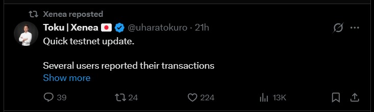 Xenea Testnet Update