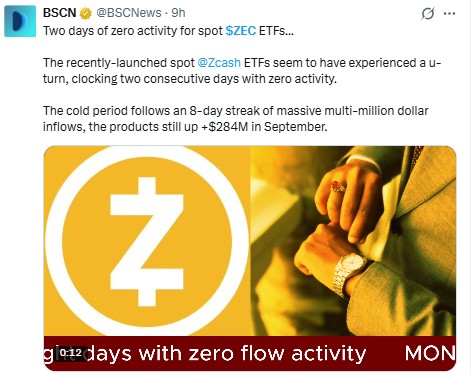 Zcash News Today: $ZEC ETF Flow Update