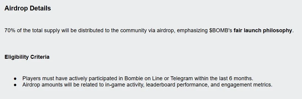Bombie Airdrop Eligibility Criteria