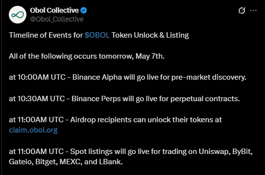 OBOL Token Unlock and Listing OBOL Token Unlock and Listing