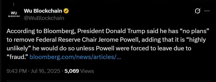 Trump Powell News Today