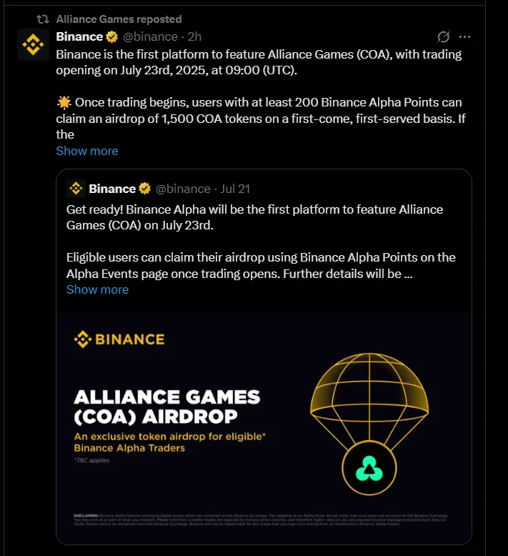 Alliance Listing date Today