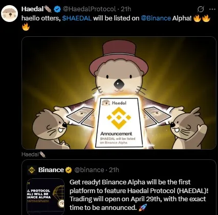 Haedal Listing on Binance Haedal Listing on Binance