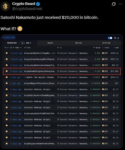 Satoshi nakamoto BTC transfer Satoshi nakamoto BTC transfer