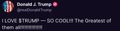 Trump tweet on $TRUMP