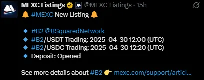 B2 MEXC Listing B2 MEXC Listing