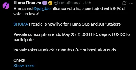 Huma Finance presale
