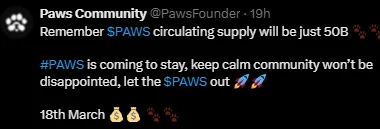 Paws Circulating Supply