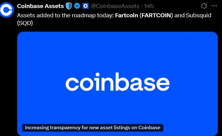 Fartcoin Coinbase Listing