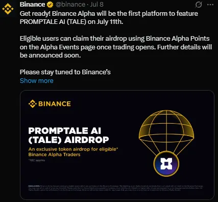 PrompTale AI binance listing PrompTale AI binance listing