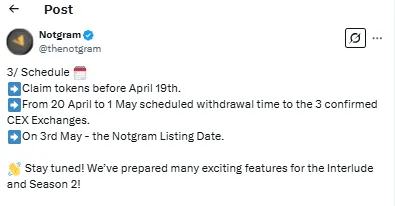 Notgram Listing Date