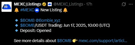 Bombie mexc listing Bombie mexc listing