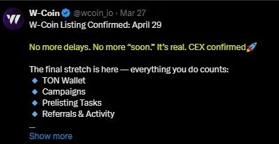 W Coin Listing Date