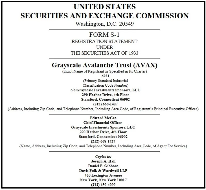 Grayscale AVAX ETF SEC Filing News