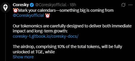 CoreSky airdrop update CoreSky airdrop update