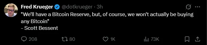 US Treasury Bitcoin Reserve, But No Buy