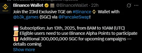 SGC binance TGE SGC binance TGE