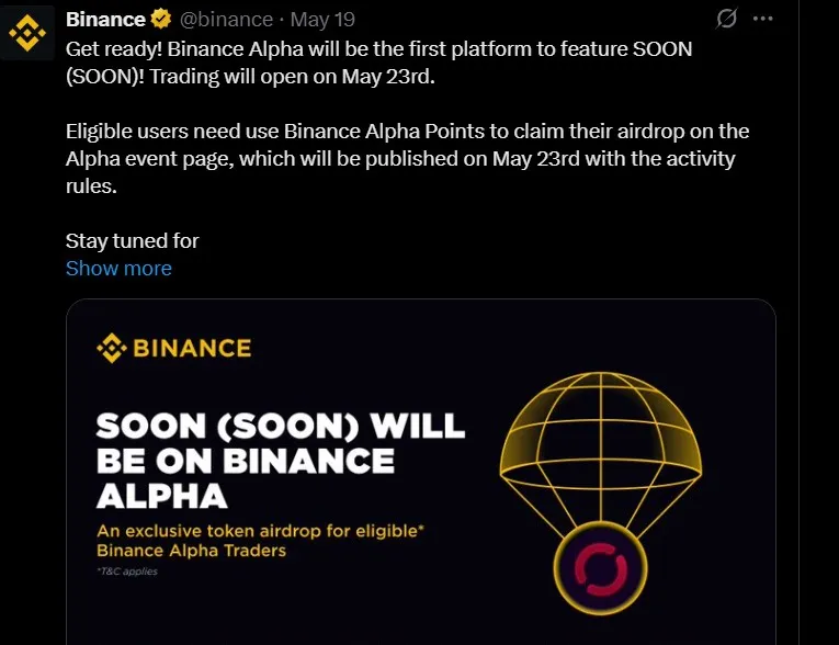SOON Token Binance Alpha Listing