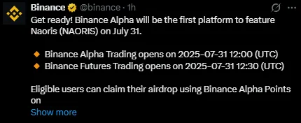 Naoris Binance listing Naoris Binance listing