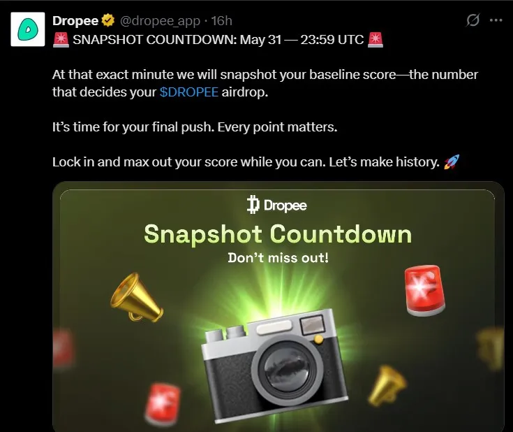 Dropee Snapshot Date