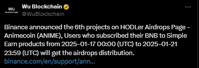AnimeCoin Binance Listing