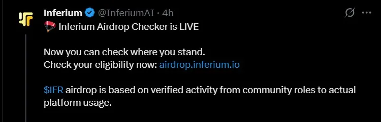 Inferium Airdrop Checker Live