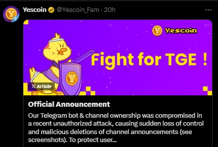 Yescoin TGE