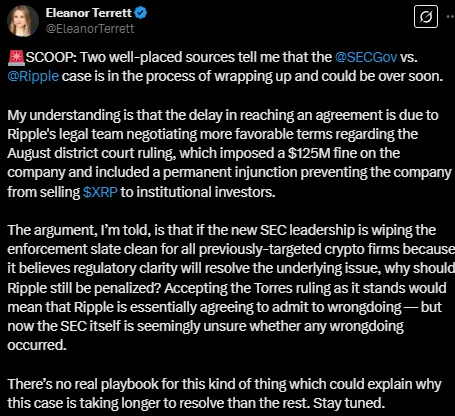 Eleanor Terrett Ripple case Tweet