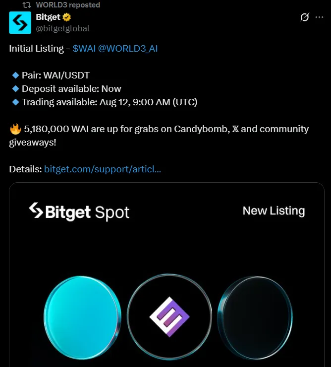 Bitget Listing WAI Token
