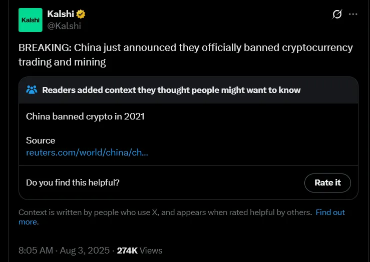Another China Crypto Banned Post
