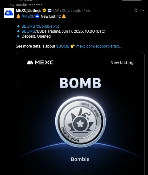 Bombie Exchange Listing