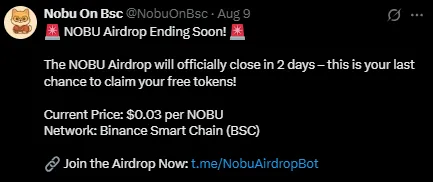 Nobu airdrop ends Nobu airdrop ends