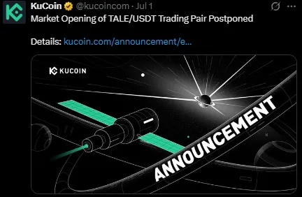 TALE KuCoin Listing delay TALE KuCoin Listing delay