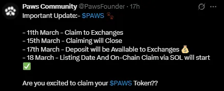 Paws Claim date