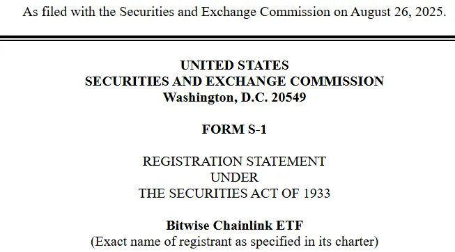 Bitwise Chainlink ETF Filing Bitwise Chainlink ETF Filing