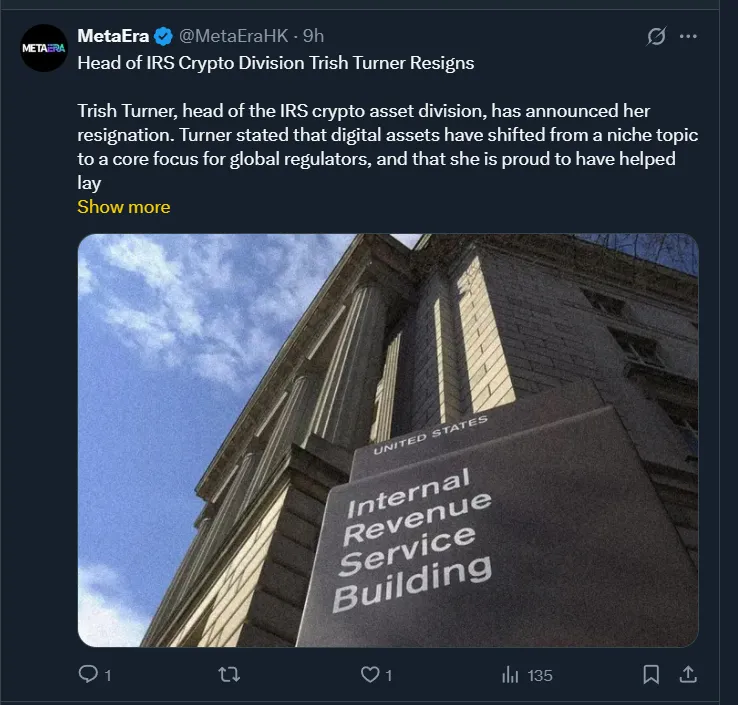 IRS head Trish Turner Resigns IRS head Trish Turner Resigns