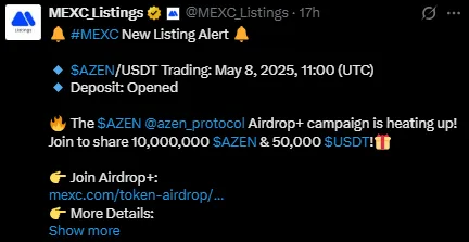 Azen MEXC listing
