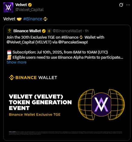 Velvet capital listing date