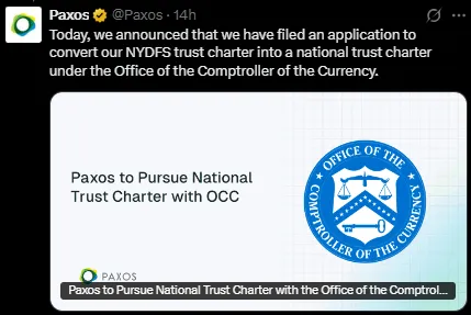 Paxos License filing