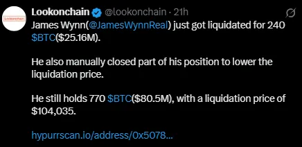 James Wynn Bitcoin liquidation