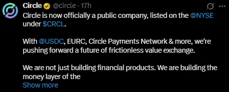 circle NYSE listing