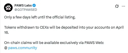 Paws Listing Date